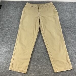 LL Bean Flannel Lined Khaki Pants Men 37x34 Natural Fit Cotton Winter Chino Tan
